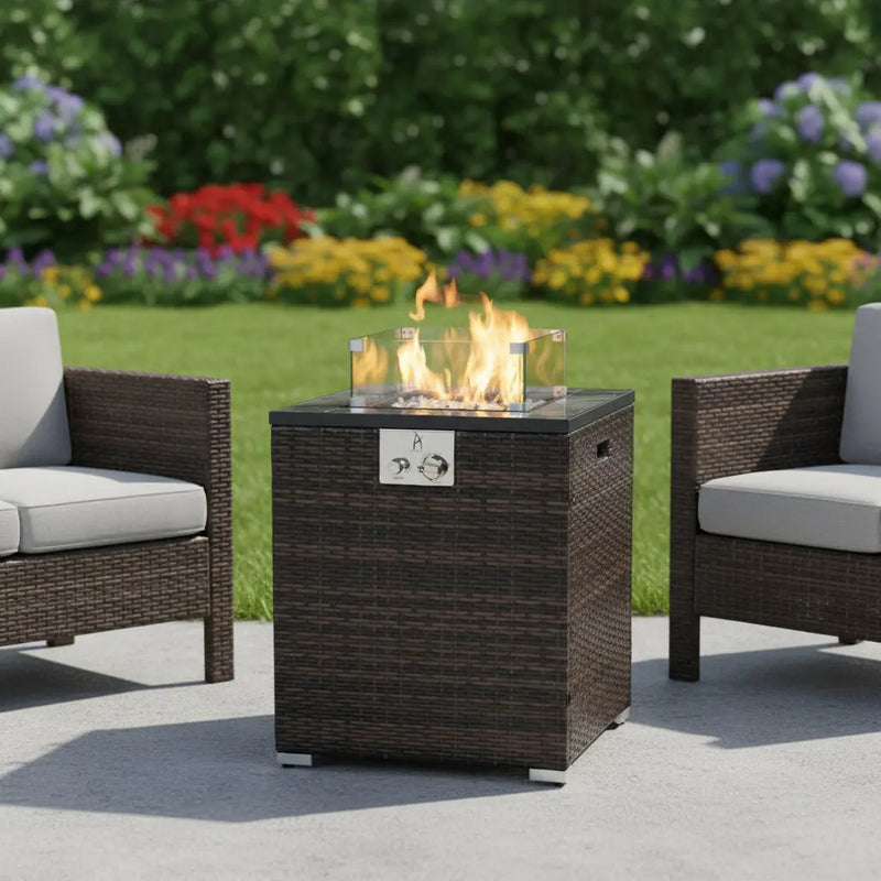 50000 BTU 24" Espresso Wicker Propane Rectangular Fire Pit Homeroots Outdoor