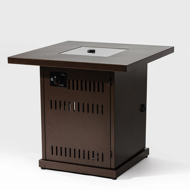 50000 BTU 27" Brown Steel Propane Square Fire Pit Table With Cover - GreatEagleInc