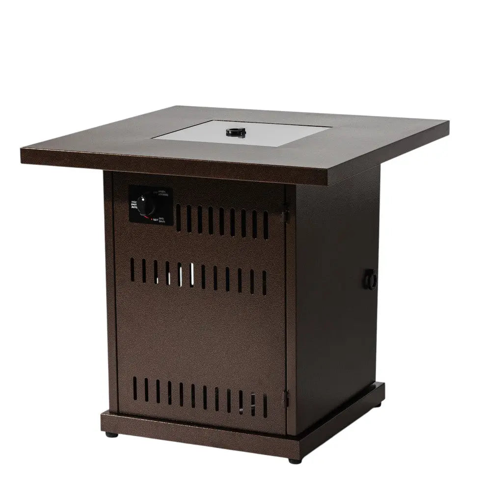 50000 BTU 27" Brown Steel Propane Square Fire Pit Table With Cover - GreatEagleInc
