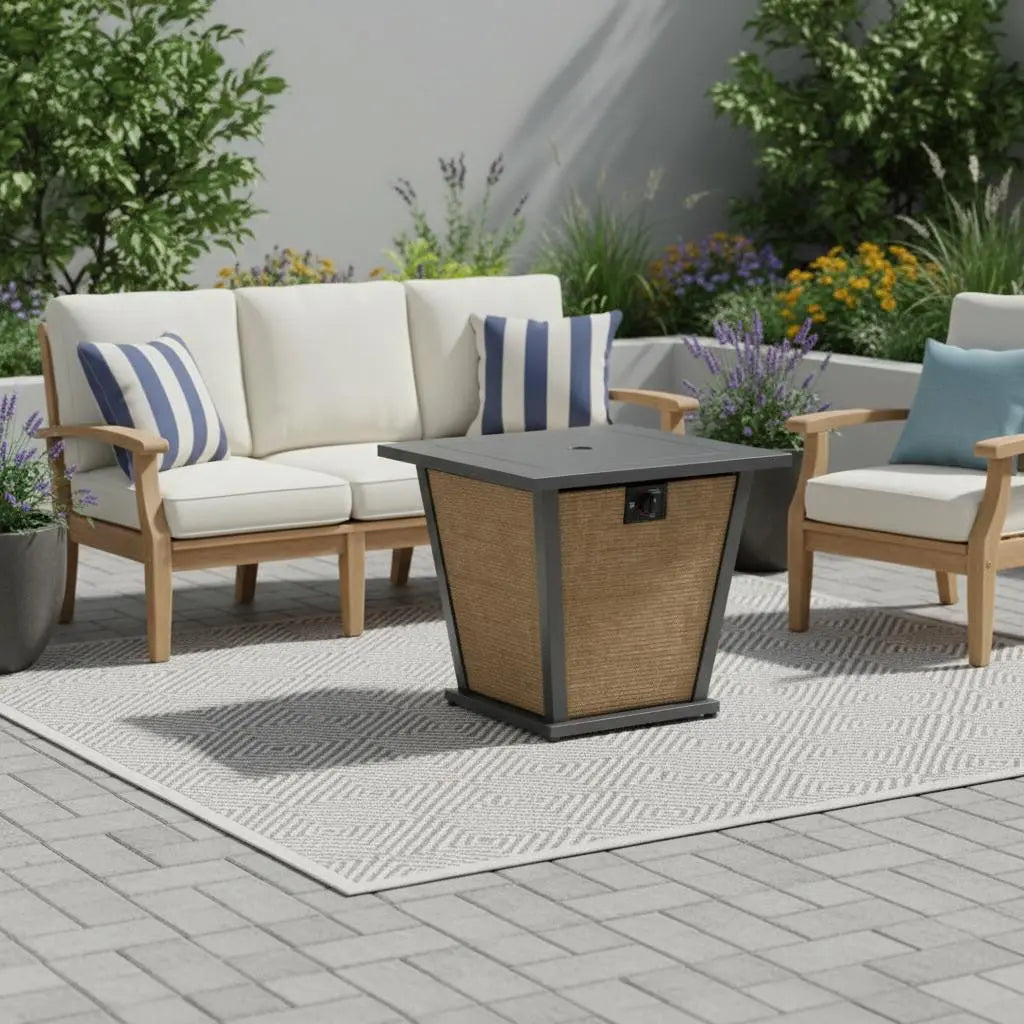 50000 BTU 28" Black Steel Propane Square Fire Pit With Cover Homeroots Outdoor
