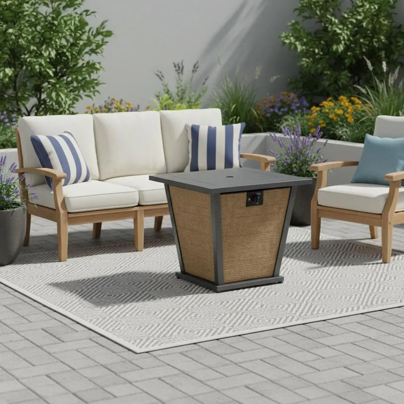 50000 BTU 28" Black Steel Propane Square Fire Pit With Cover Homeroots Outdoor
