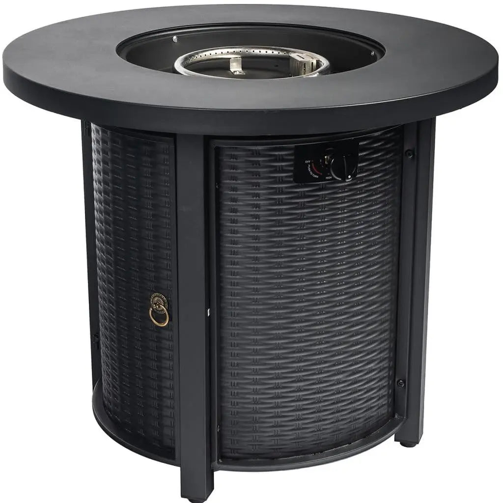 50000 BTU 30" Black Steel Propane Round Fire Pit Homeroots Outdoor