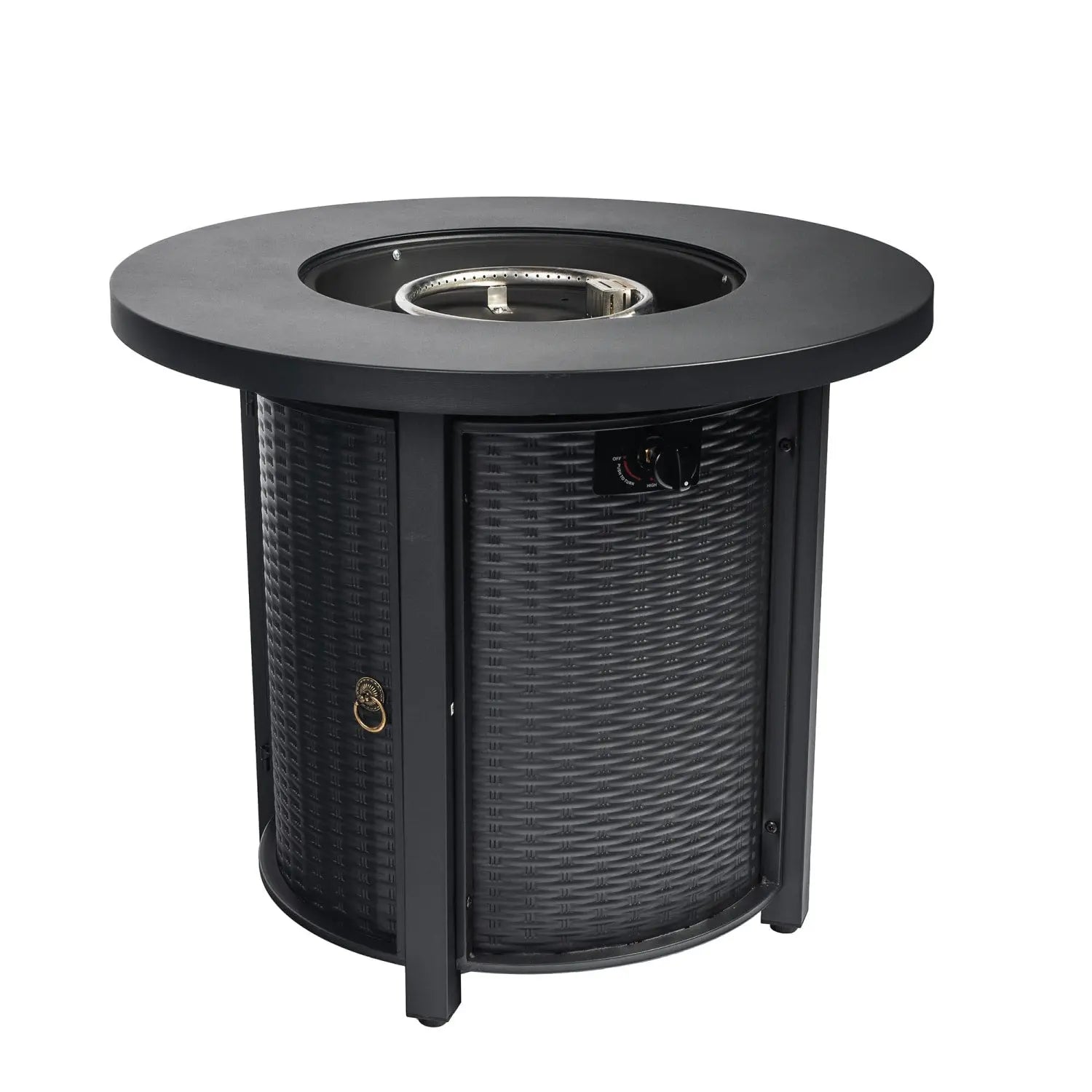 50000 BTU 30" Black Steel Propane Round Fire Pit Homeroots Outdoor