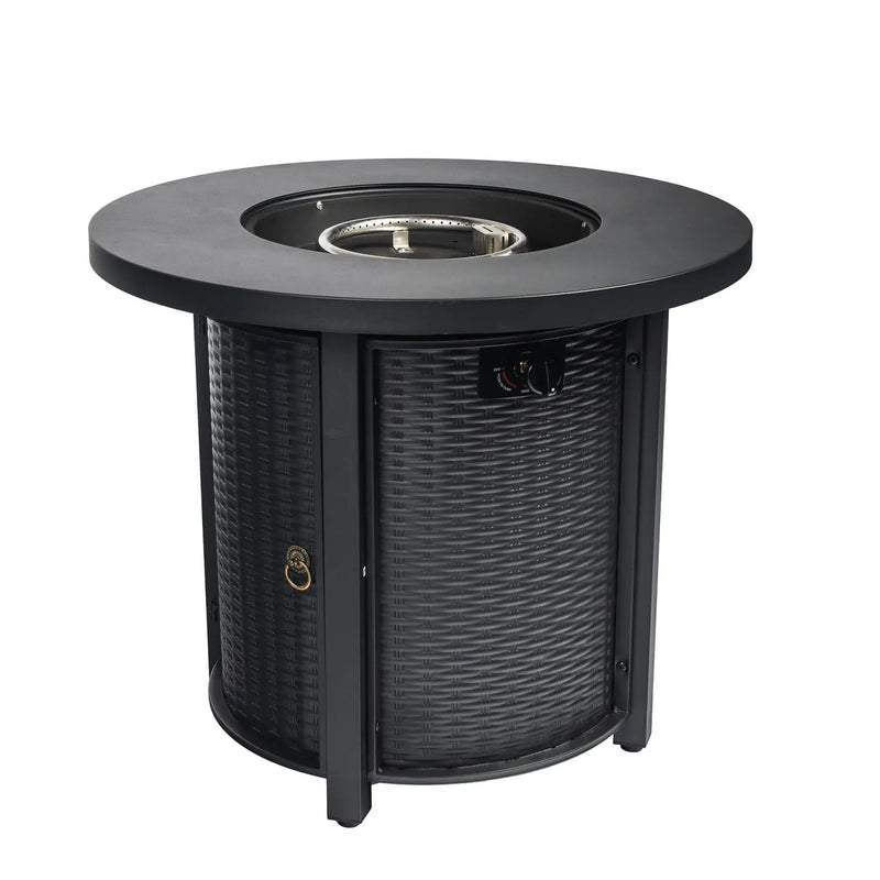 50000 BTU 30" Black Steel Propane Round Fire Pit Homeroots Outdoor