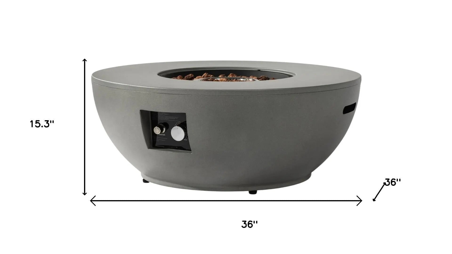50000 BTU 36" Gray Steel Propane Round Fire Pit With Cover Homeroots Outdoor