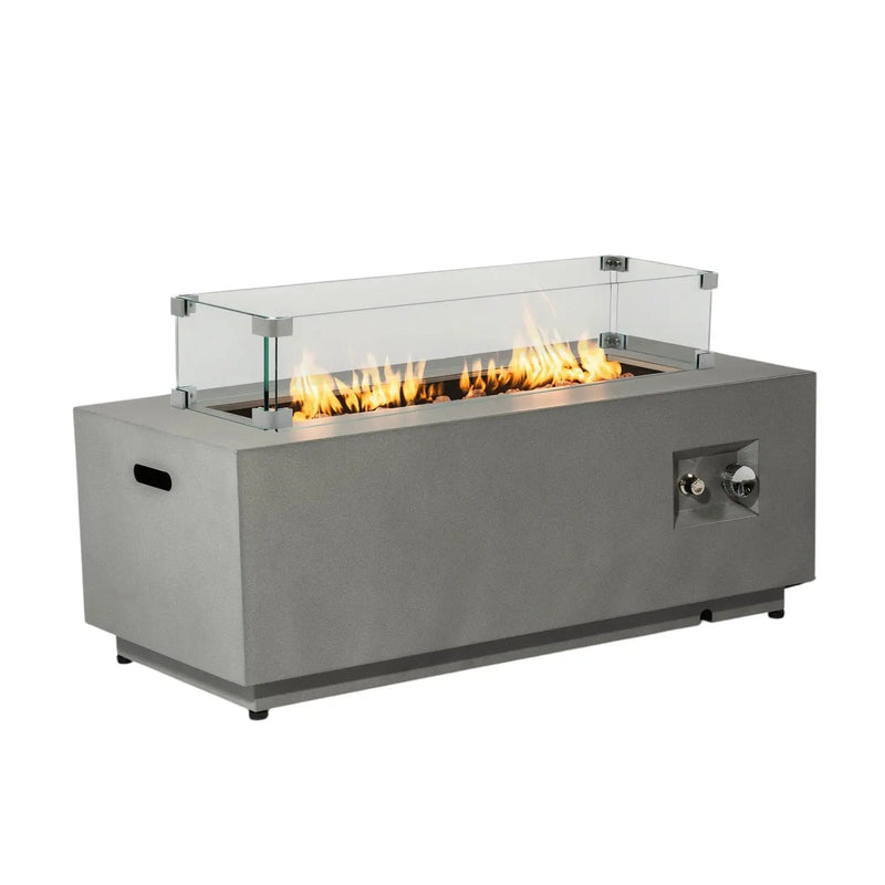 50000 BTU 42" Gray Steel Propane Rectangular Fire Pit With Cover Homeroots Outdoor