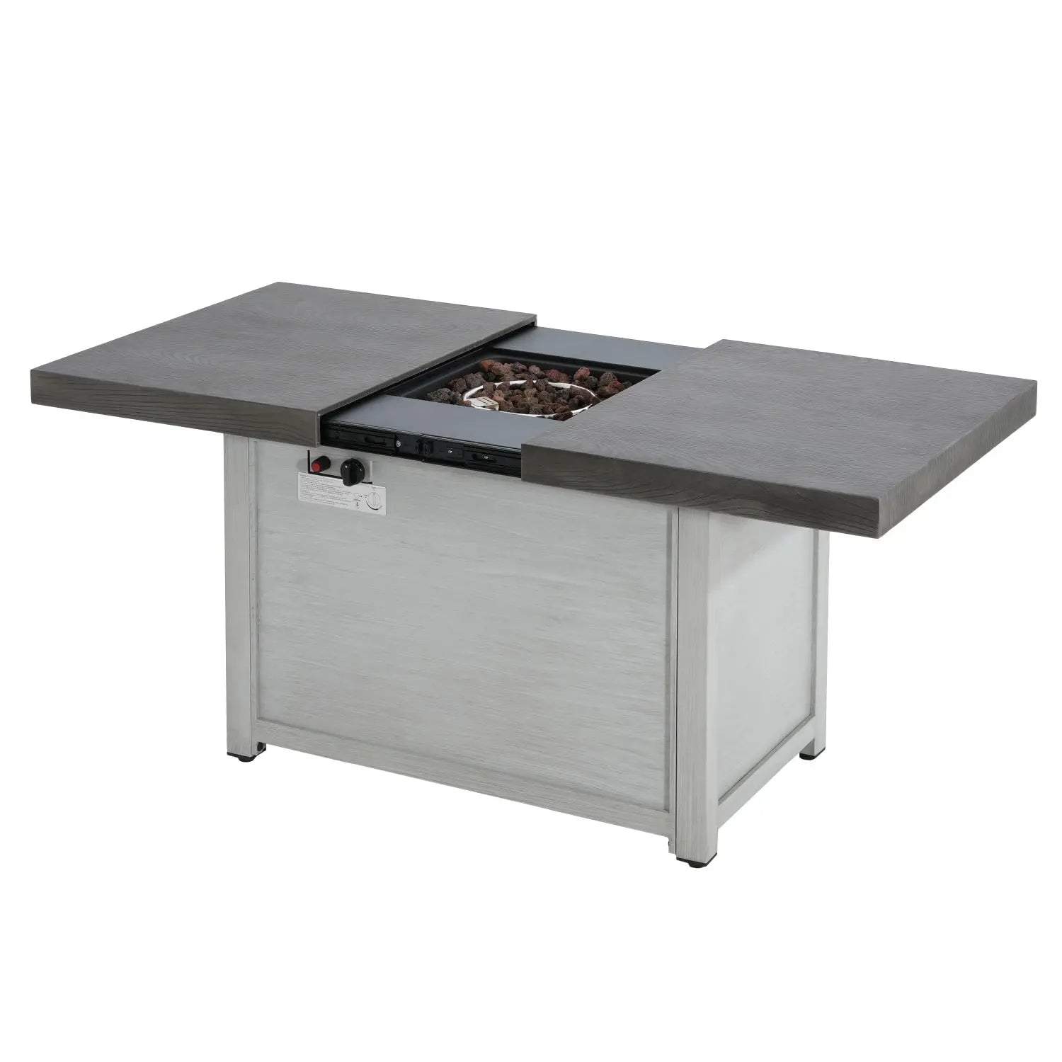 50000 BTU 45" Gray Aluminum Propane Rectangular Fire Pit With Cover Homeroots Outdoor