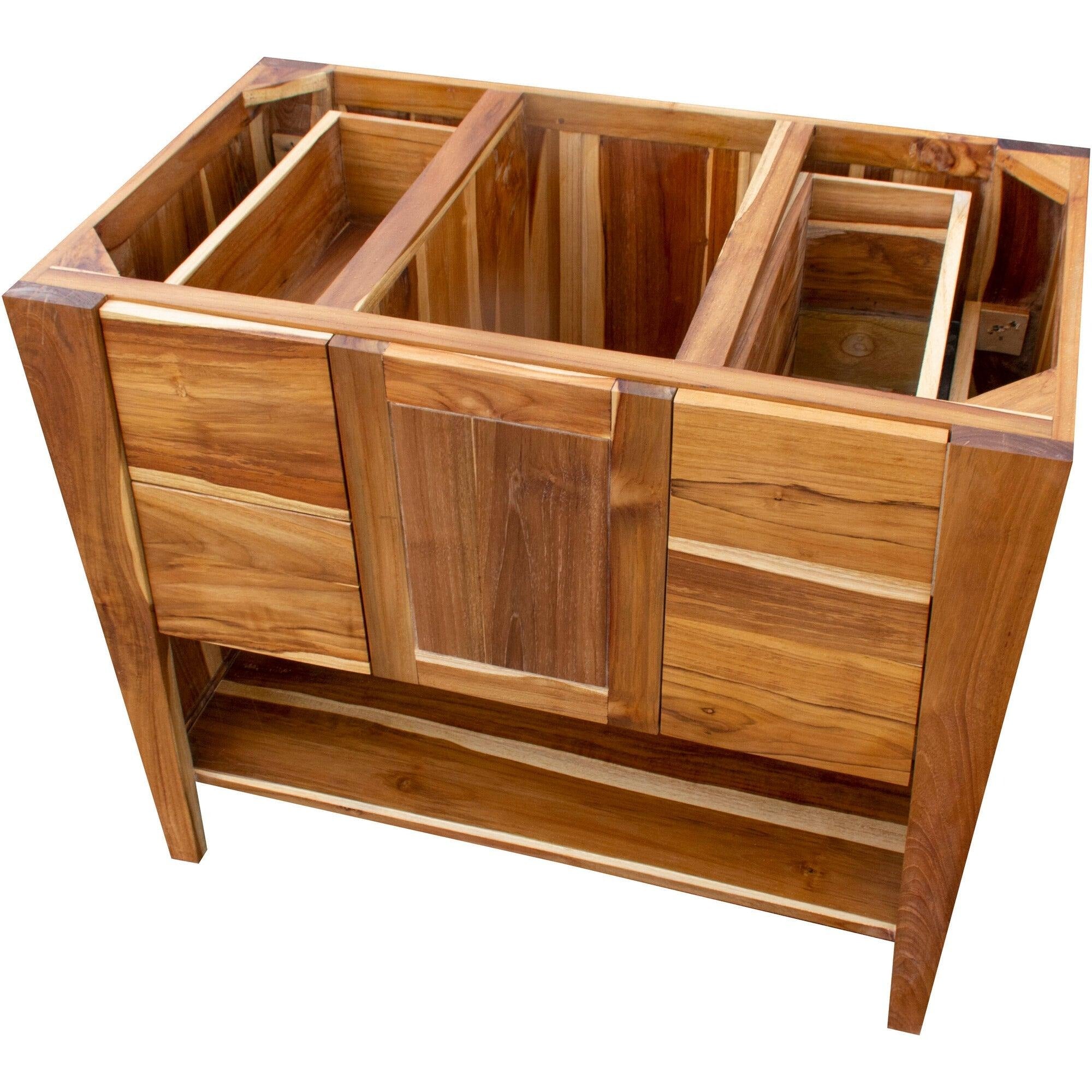 36" Light Brown Solid Wood Freestanding Single Door Bathroom Vanity And Four Drawers - Bed & Bath