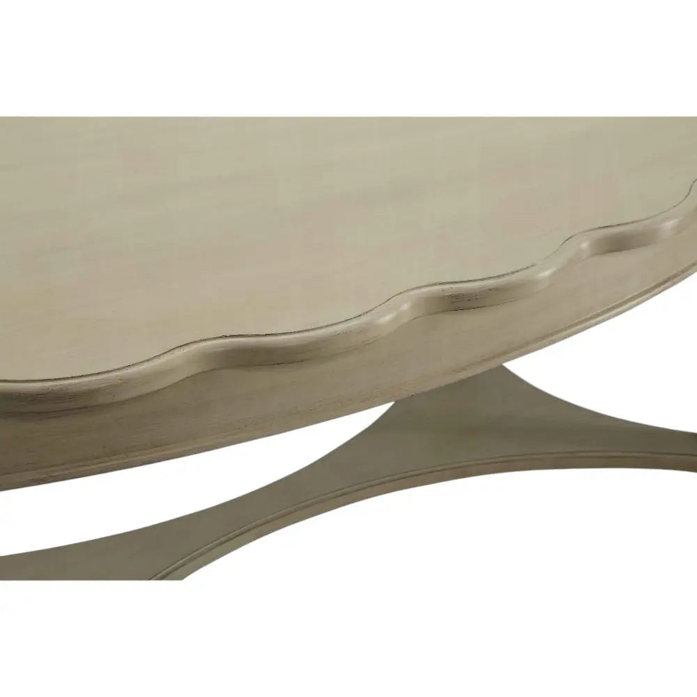 50" Antiqued White Solid Wood Oval Distressed Coffee Table Homeroots Living Room