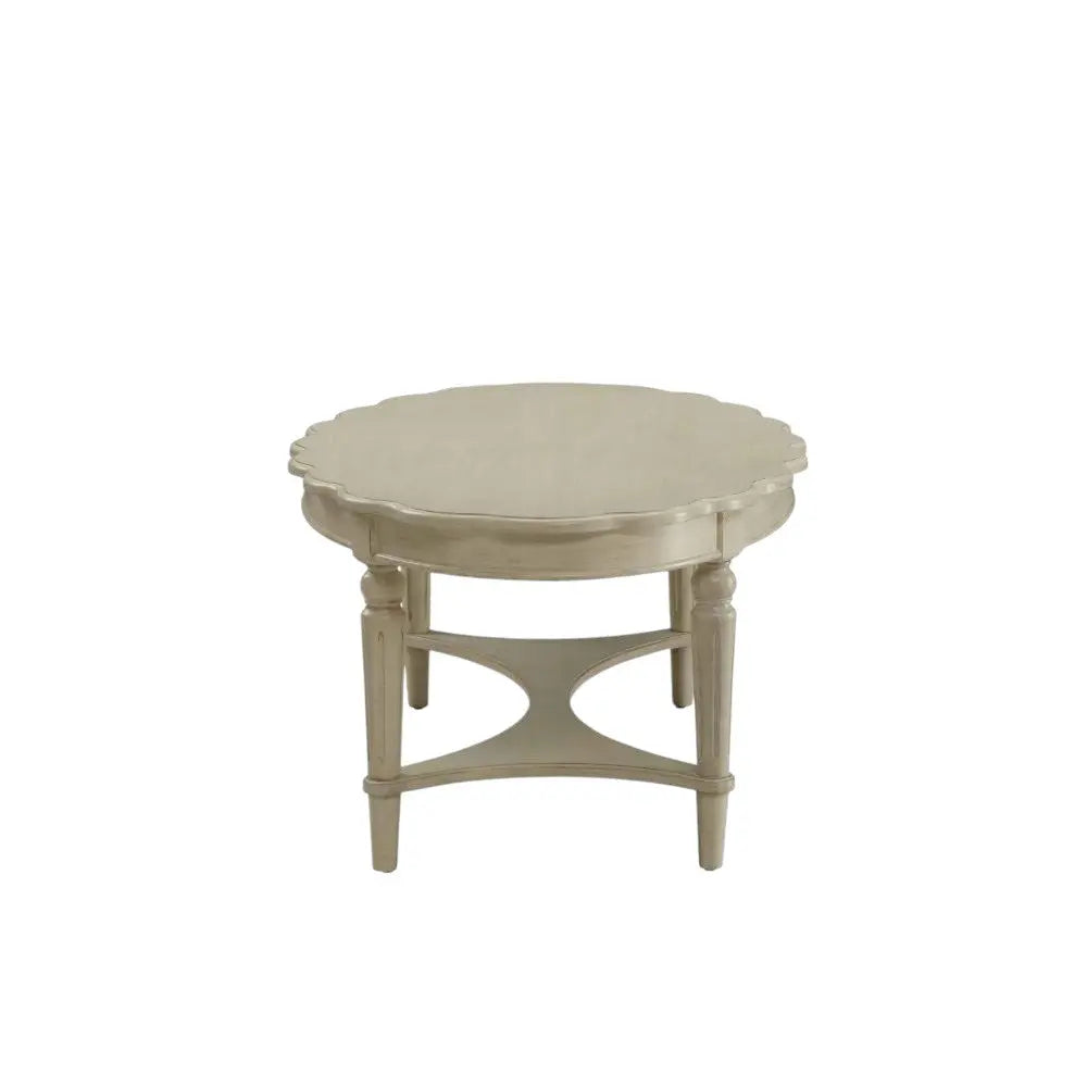 50" Antiqued White Solid Wood Oval Distressed Coffee Table Homeroots Living Room