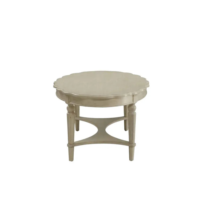 50" Antiqued White Solid Wood Oval Distressed Coffee Table Homeroots Living Room