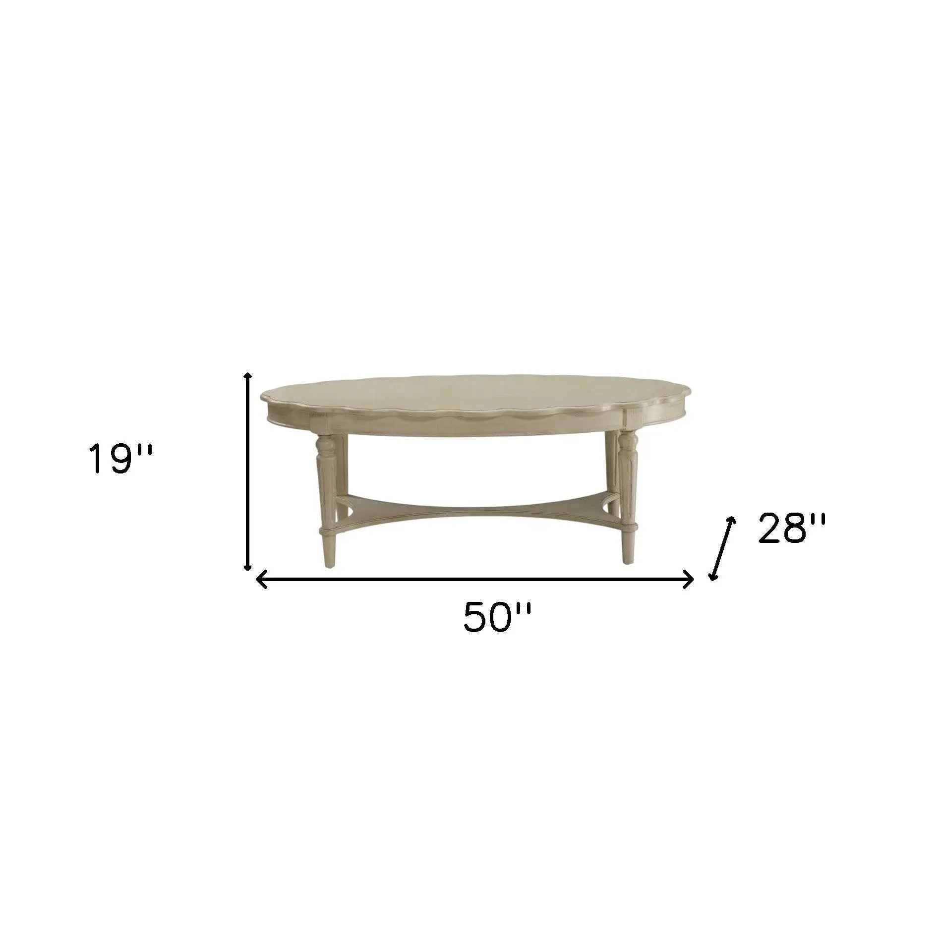50" Antiqued White Solid Wood Oval Distressed Coffee Table Homeroots Living Room