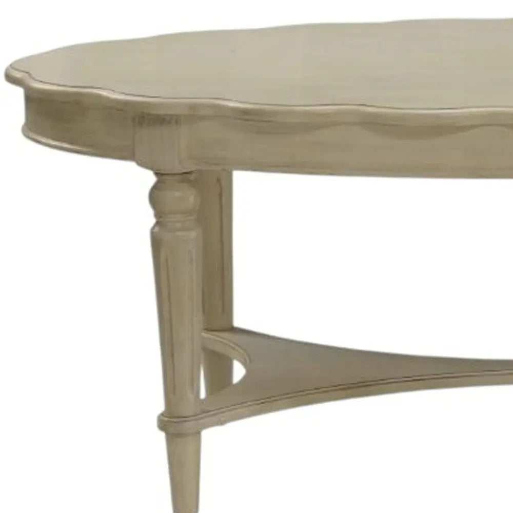 50" Antiqued White Solid Wood Oval Distressed Coffee Table Homeroots Living Room