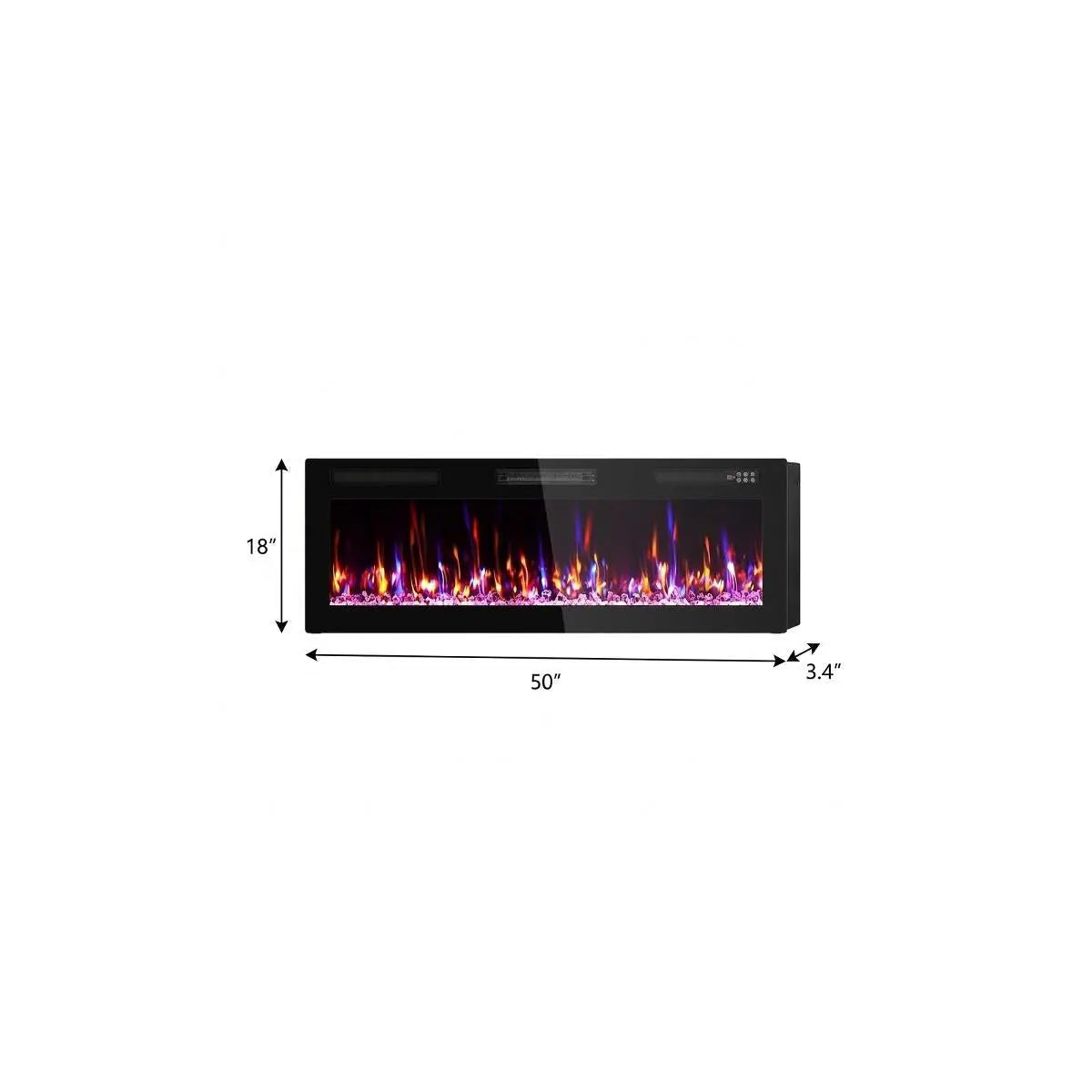 50" Black And Red Metal Electric Fireplace Insert With LED Homeroots Home Decor