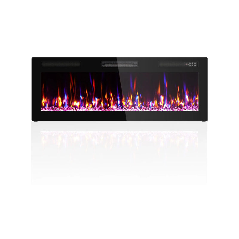 50" Black And Red Metal Electric Fireplace Insert With LED Homeroots Home Decor