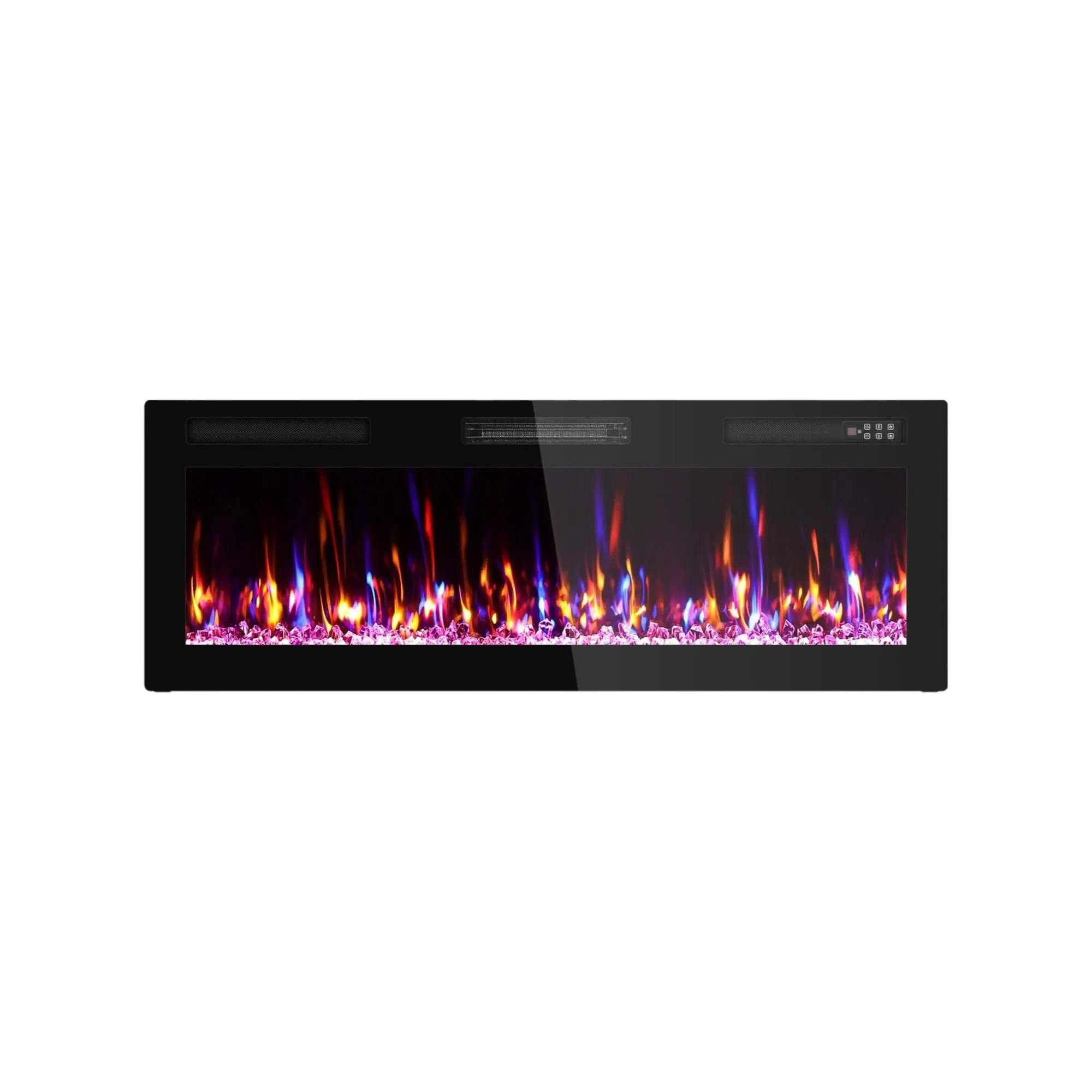 50" Black And Red Metal Electric Fireplace Insert With LED Homeroots Home Decor