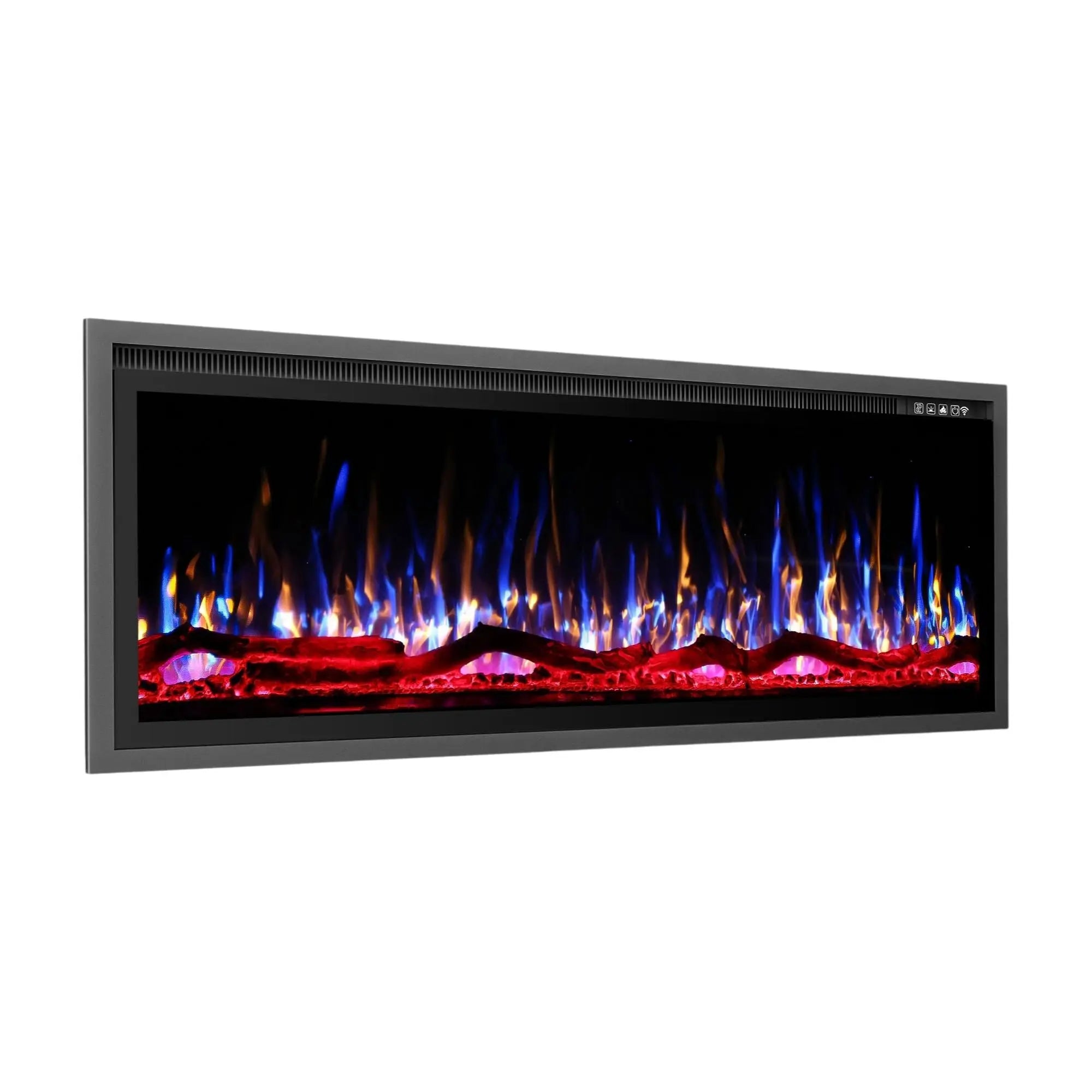 50" Black And Red Metal Electric Fireplace Insert With LED Homeroots Home Decor