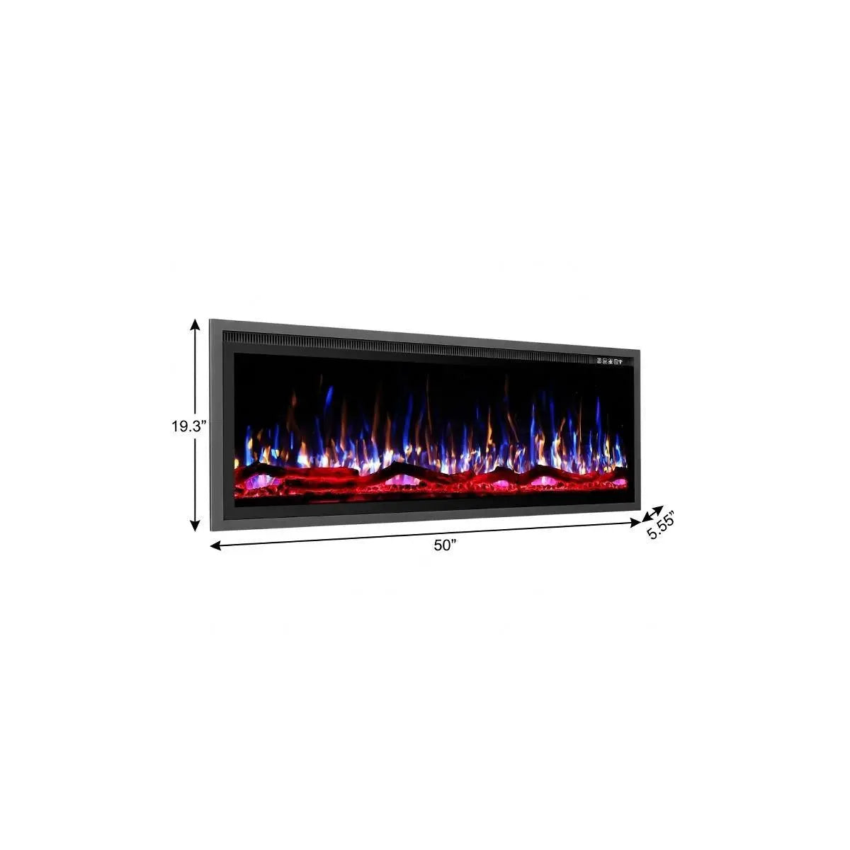 50" Black And Red Metal Electric Fireplace Insert With LED Homeroots Home Decor