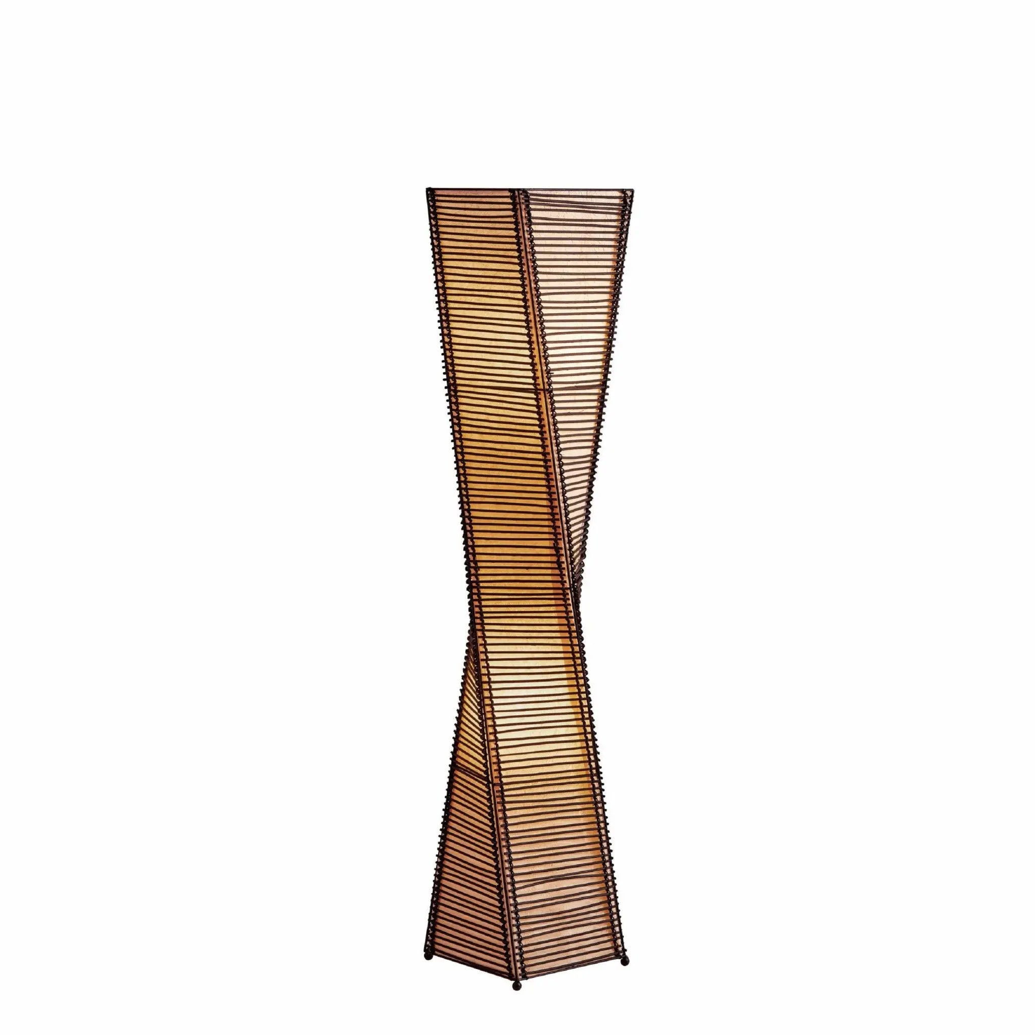 50" Black Floor Lamp With Black and Tan Twisted Cylinder Shade Homeroots Lighting