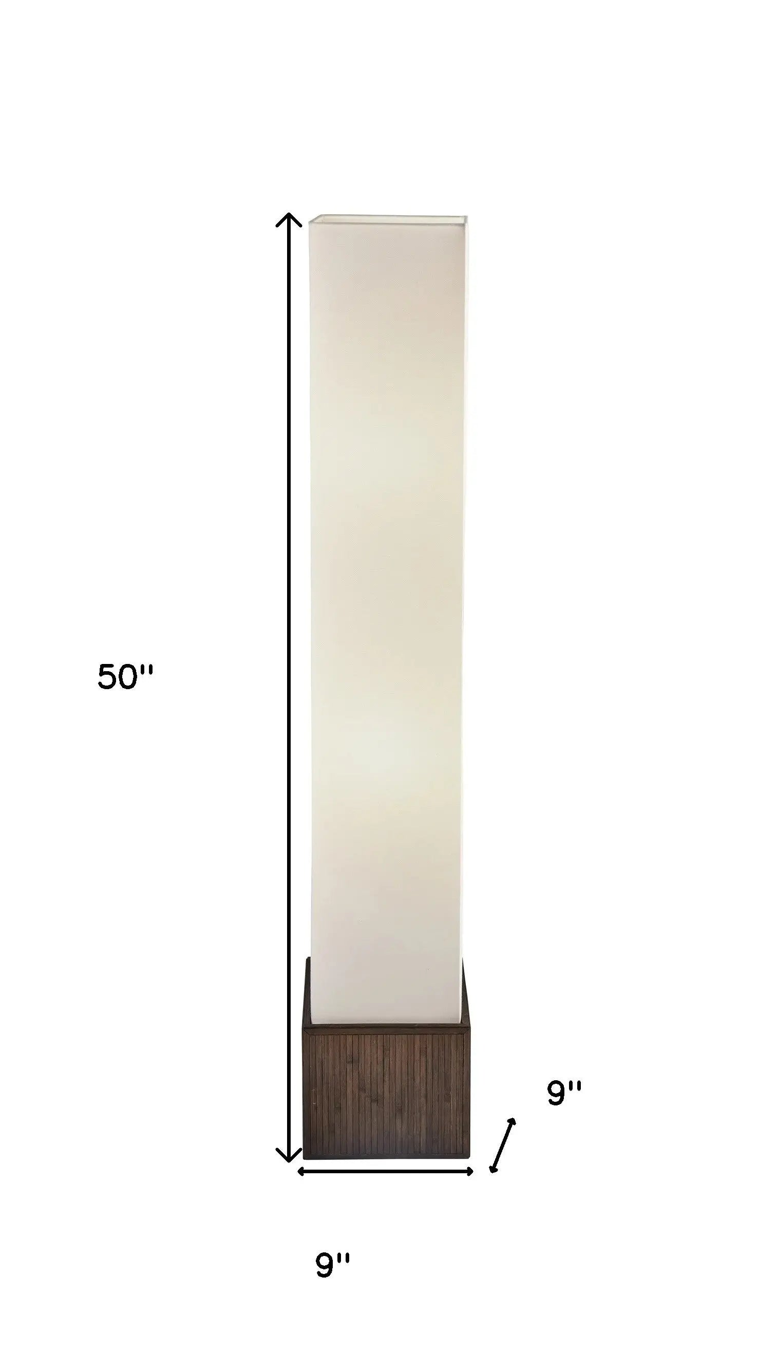 50" Brown And White Rattan Two Light Column Floor Lamp With White Fabric Shade - GreatEagleInc