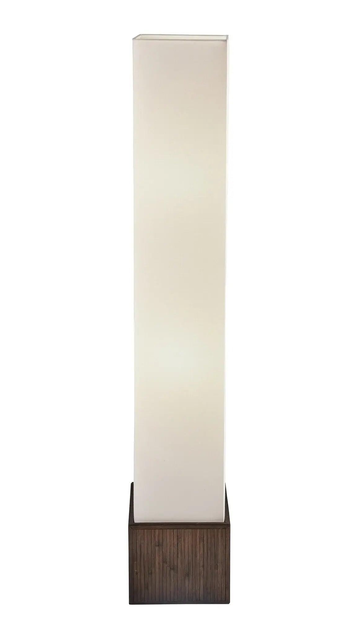50" Brown And White Rattan Two Light Column Floor Lamp With White Fabric Shade - GreatEagleInc