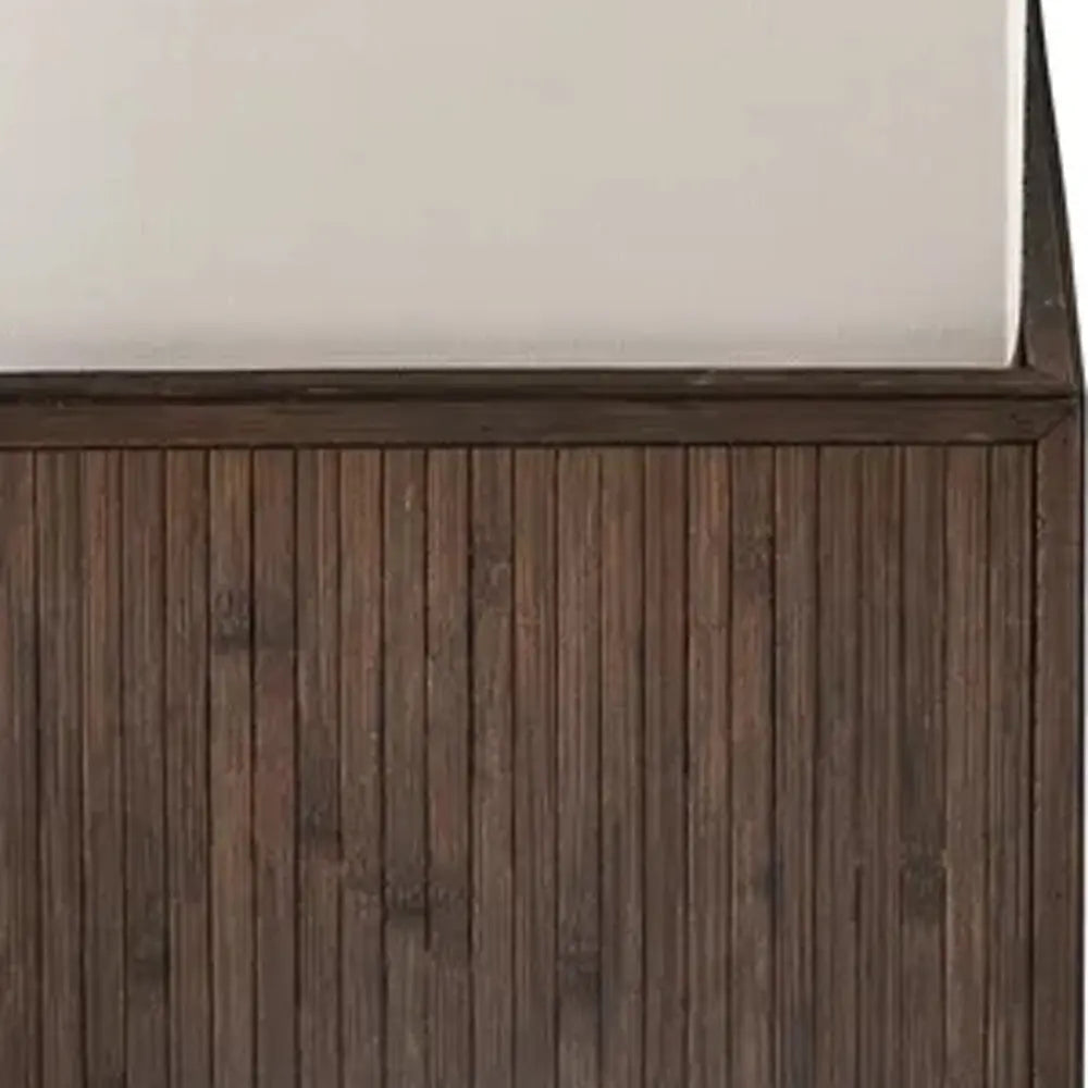 50" Brown And White Rattan Two Light Column Floor Lamp With White Fabric Shade - GreatEagleInc