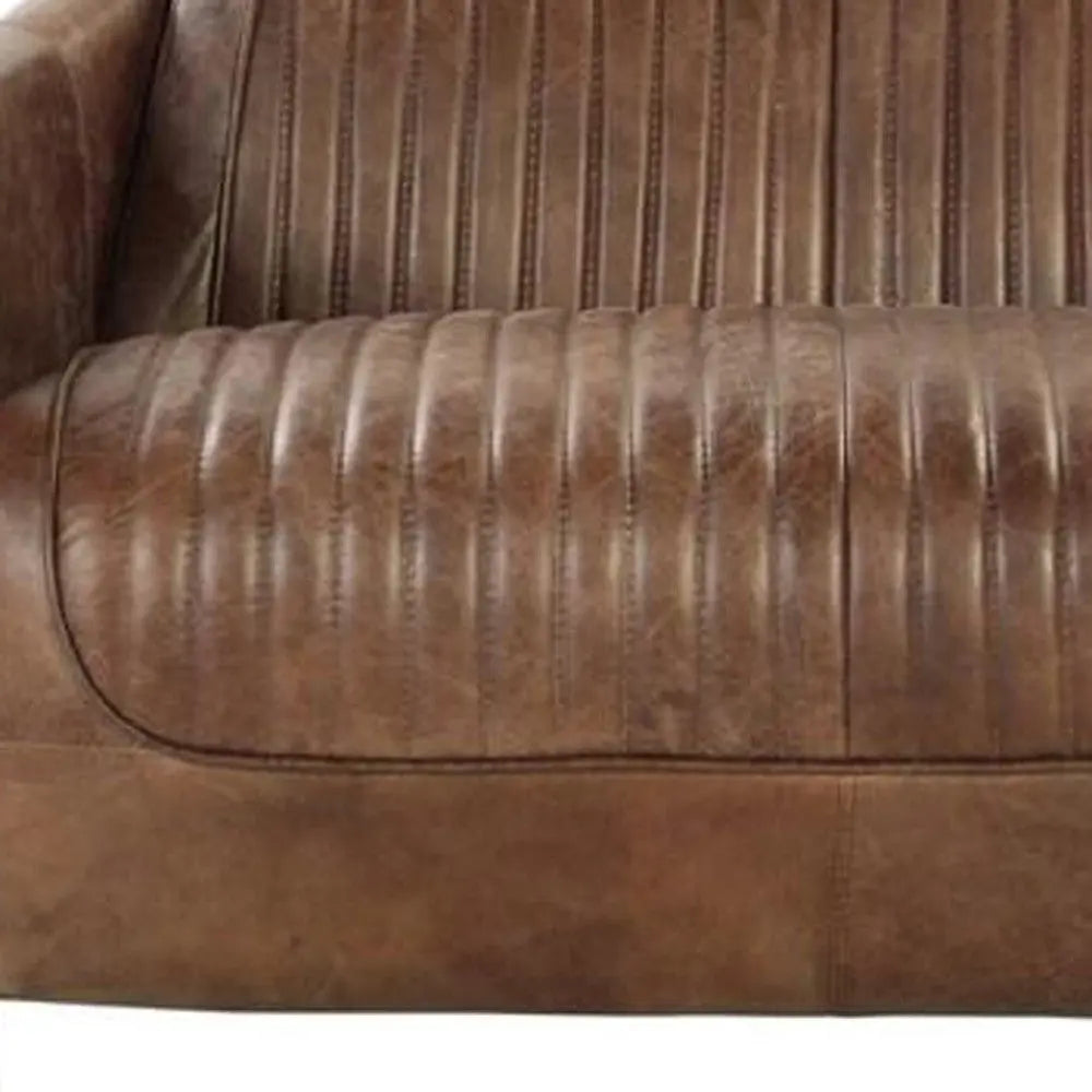 50" Brown Leather Loveseat Homeroots Living Room
