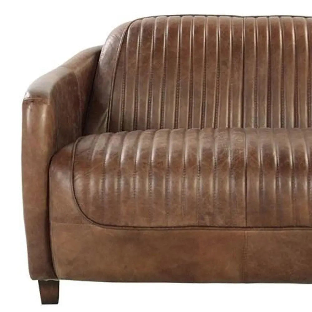 50" Brown Leather Loveseat Homeroots Living Room