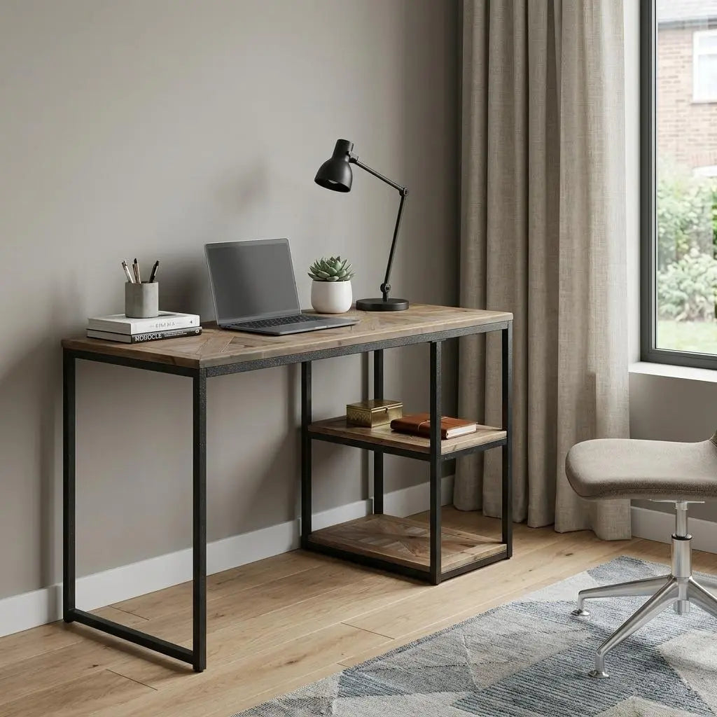 50" Brown and Black Solid Wood Writing Desk Homeroots Office