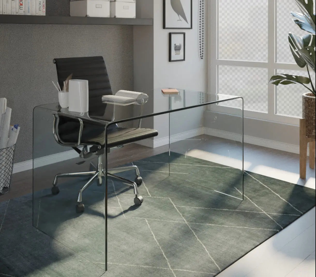 50" Clear Glass Computer Desk Homeroots Office
