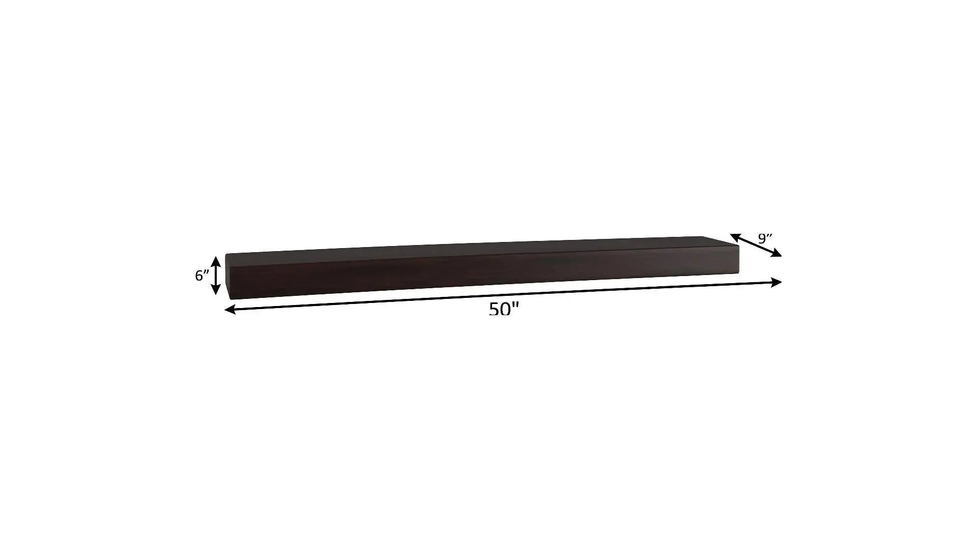 50" Espresso Wood Wall Mounted Floating Shelf Homeroots Organization