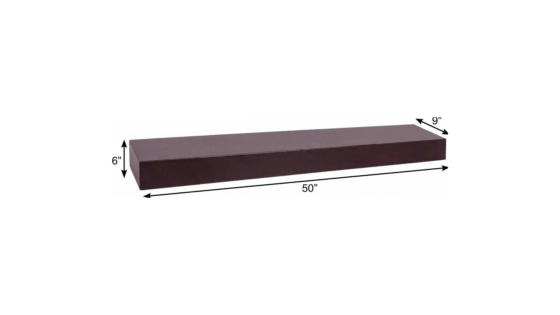50" Espresso Wood Wall Mounted Floating Shelf Homeroots Organization