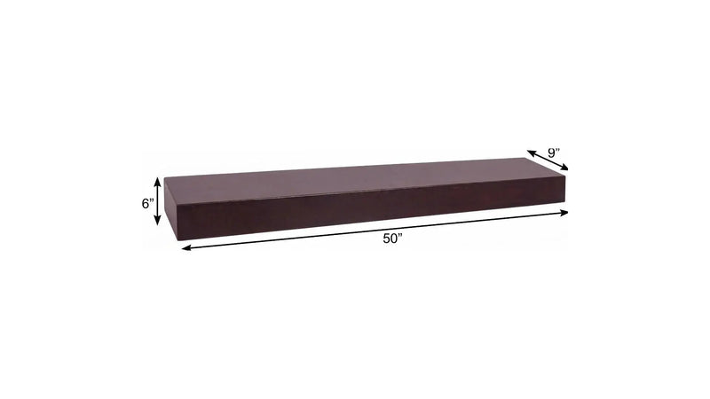 50" Espresso Wood Wall Mounted Floating Shelf Homeroots Organization