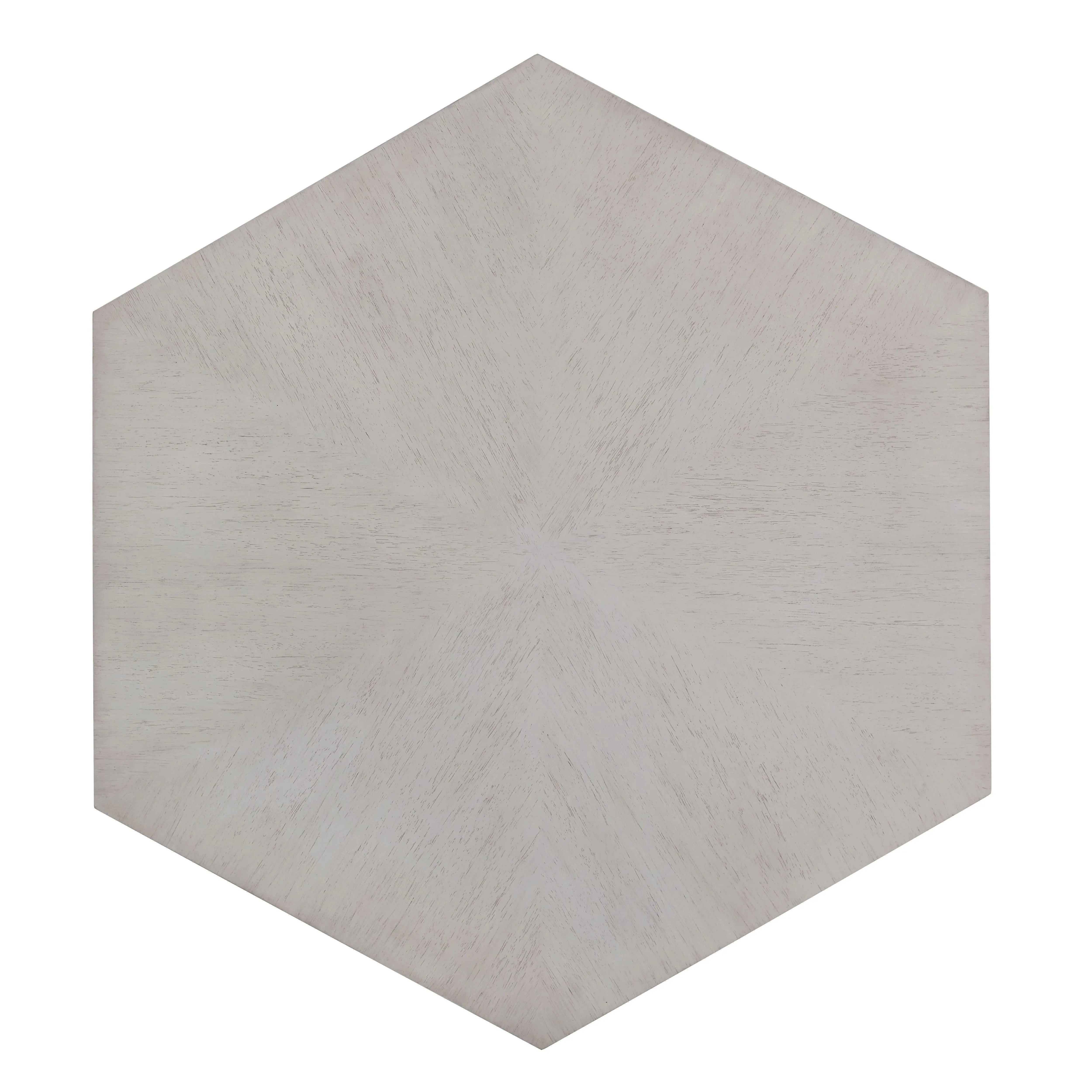 50" Gray Wood Hexagon Distressed Block Coffee Table Homeroots Living Room
