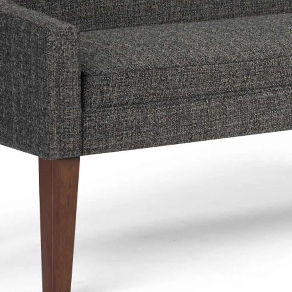 50" Gray and Brown Fabric and Wood Upholstered Bench Homeroots Living Room