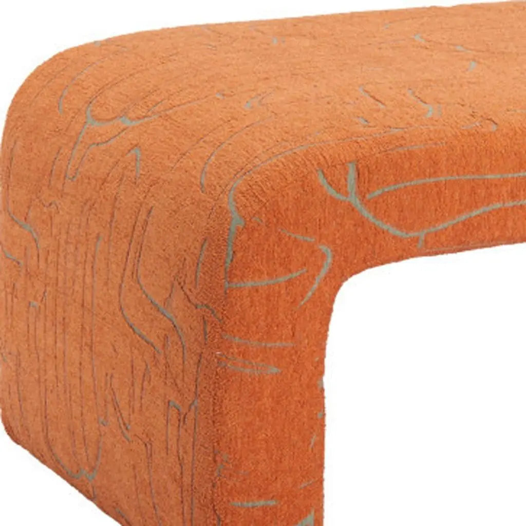 50" Orange Fabric and Plastic Upholstered Bench Homeroots Living Room