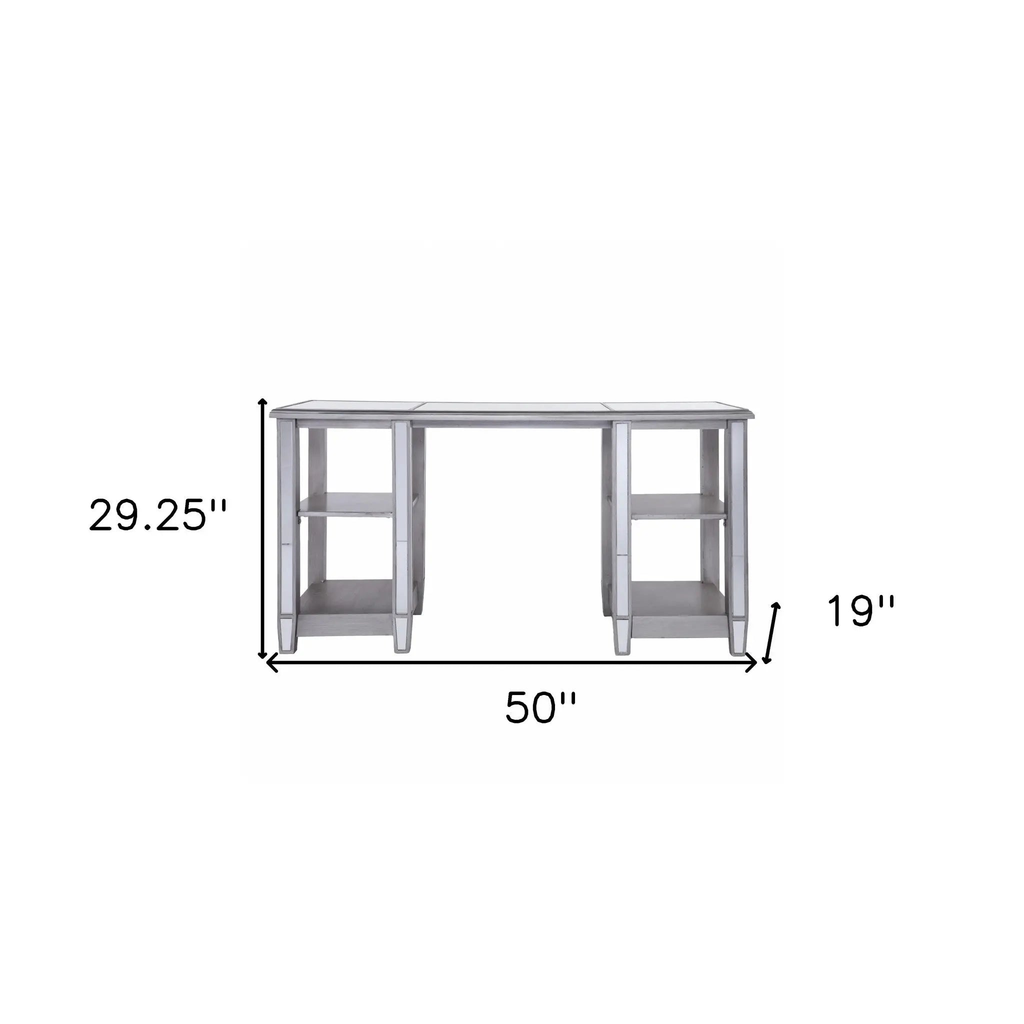 50" Silver Wood Mirrored Homeroots Office