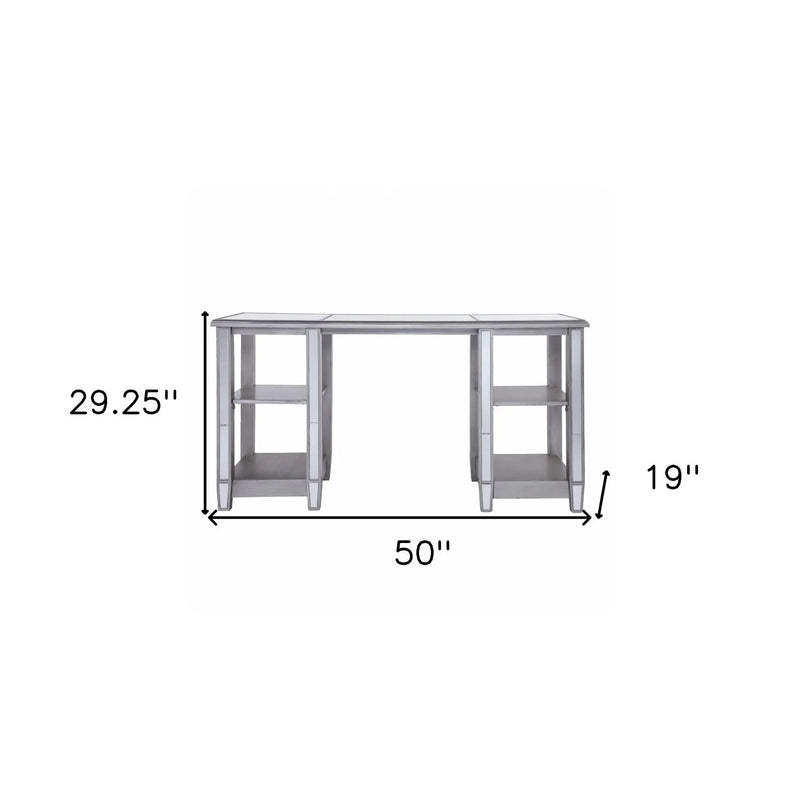 50" Silver Wood Mirrored Homeroots Office
