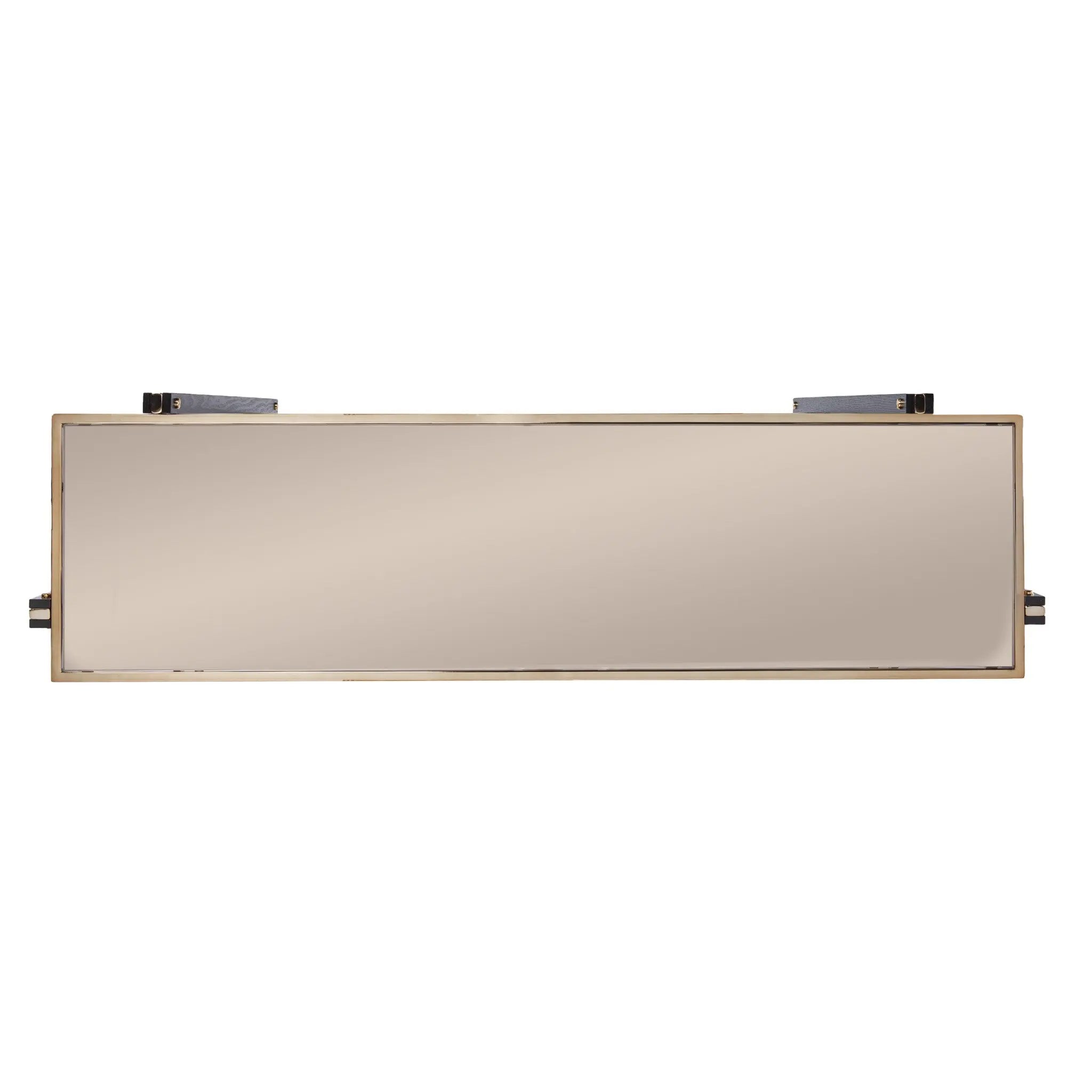 50" Smoky Black and Champagne Mirrored Glass Console Table With Shelf Homeroots Living Room