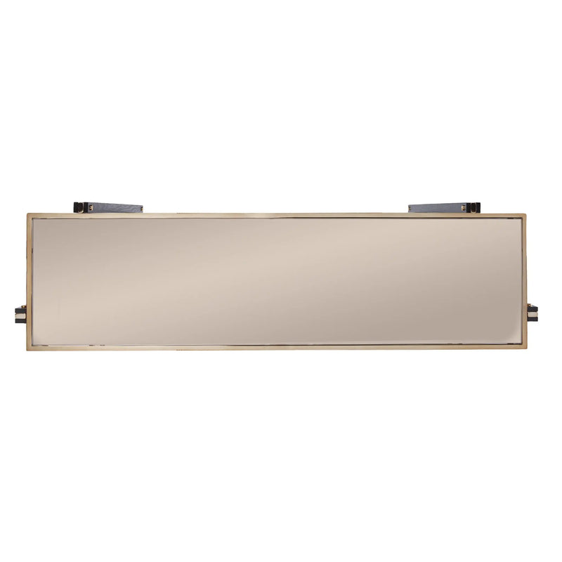 50" Smoky Black and Champagne Mirrored Glass Console Table With Shelf Homeroots Living Room