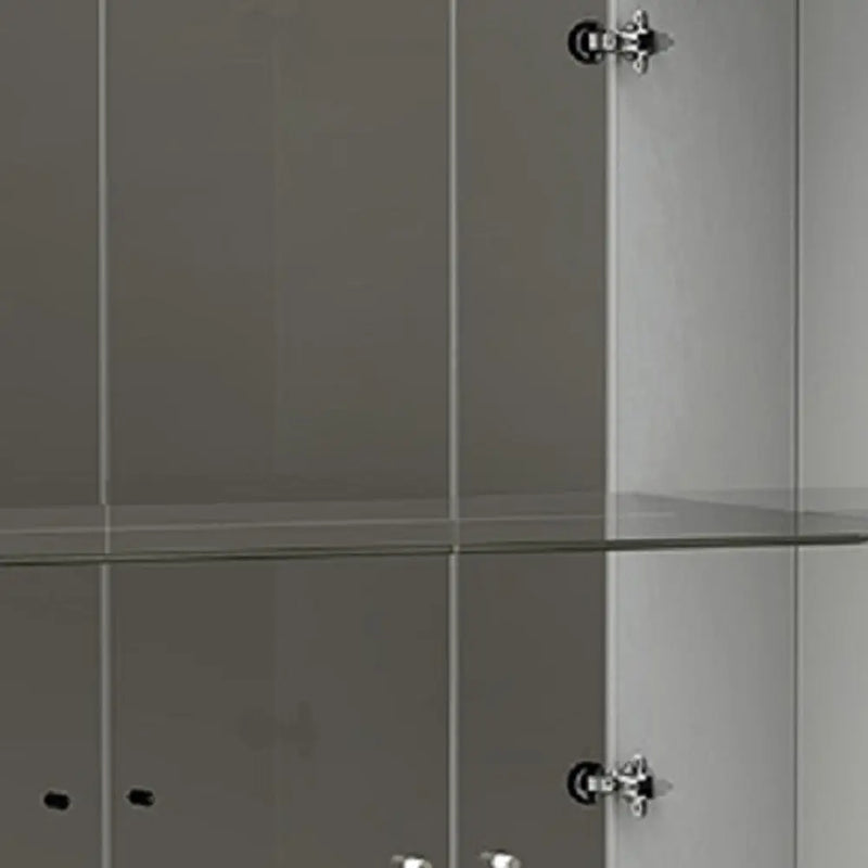 50" White and Silver Wood Curio Cabinet With Two Doors And One Drawer Homeroots Kitchen & Dining