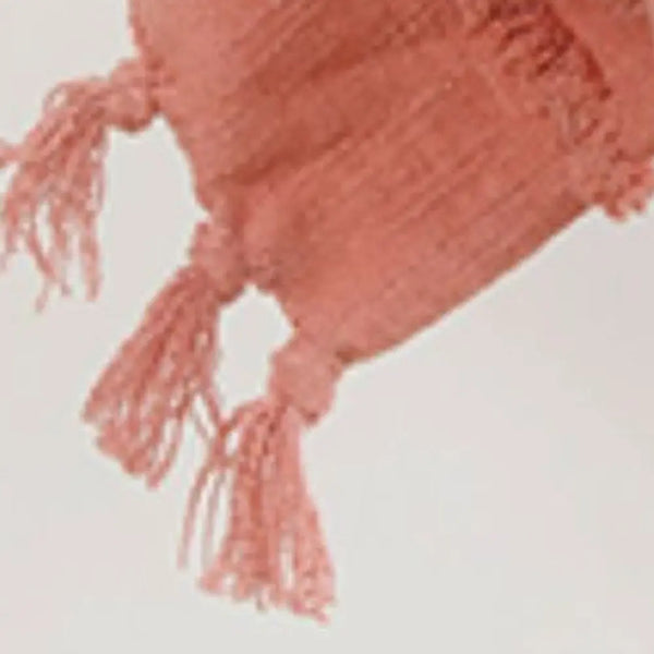 50" X 50" Coral Cotton Woven Floral Throw Blanket Homeroots Home Decor