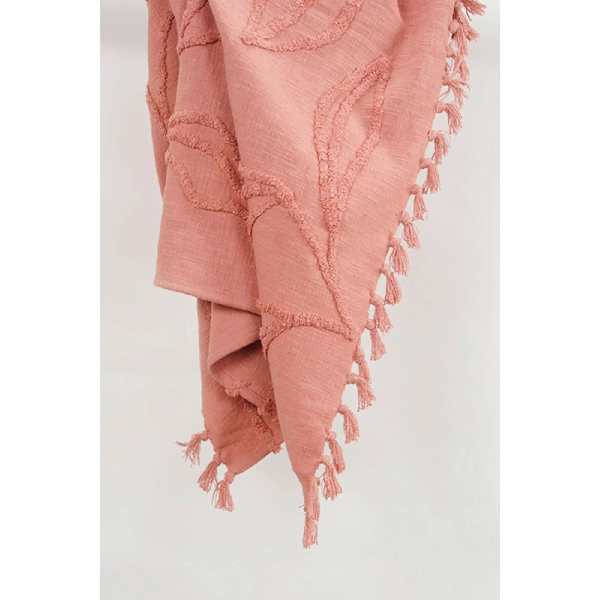 50" X 50" Coral Cotton Woven Floral Throw Blanket Homeroots Home Decor