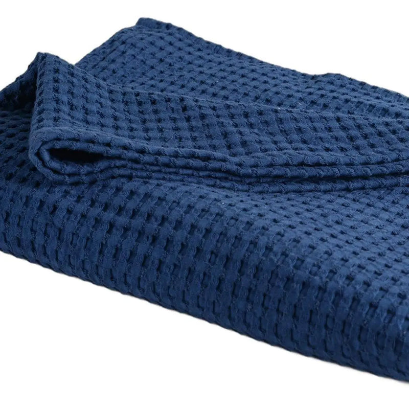 50" X 60" Blue Cotton Waffle Weave Throw Blanket Homeroots Home Decor