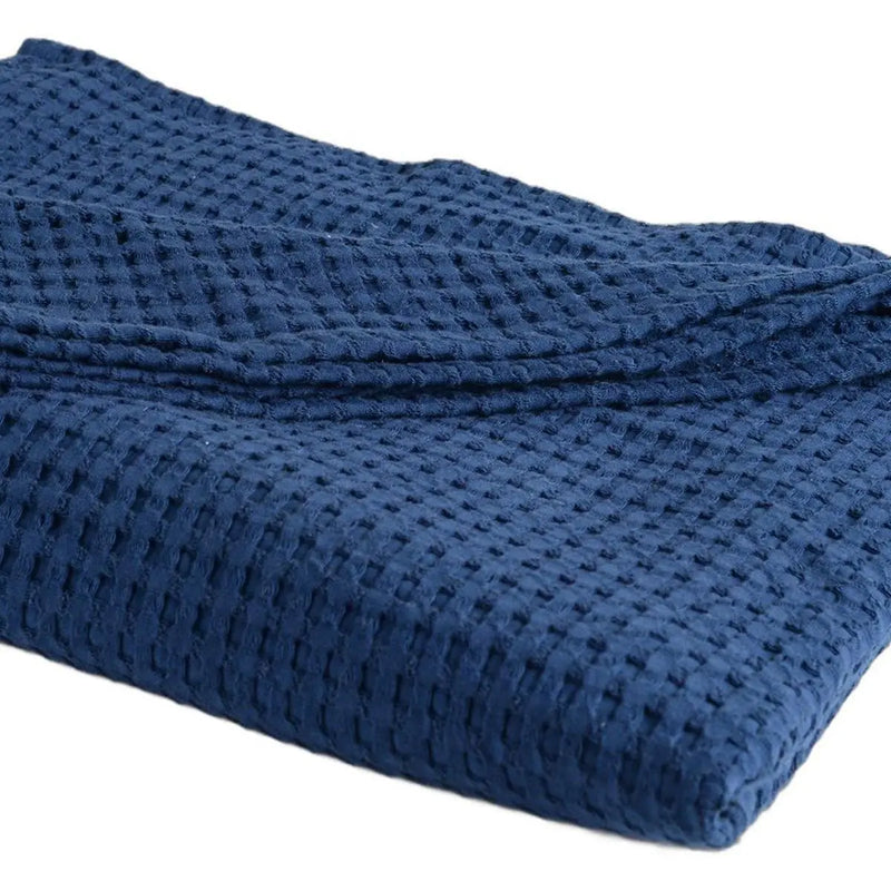 50" X 60" Blue Cotton Waffle Weave Throw Blanket Homeroots Home Decor