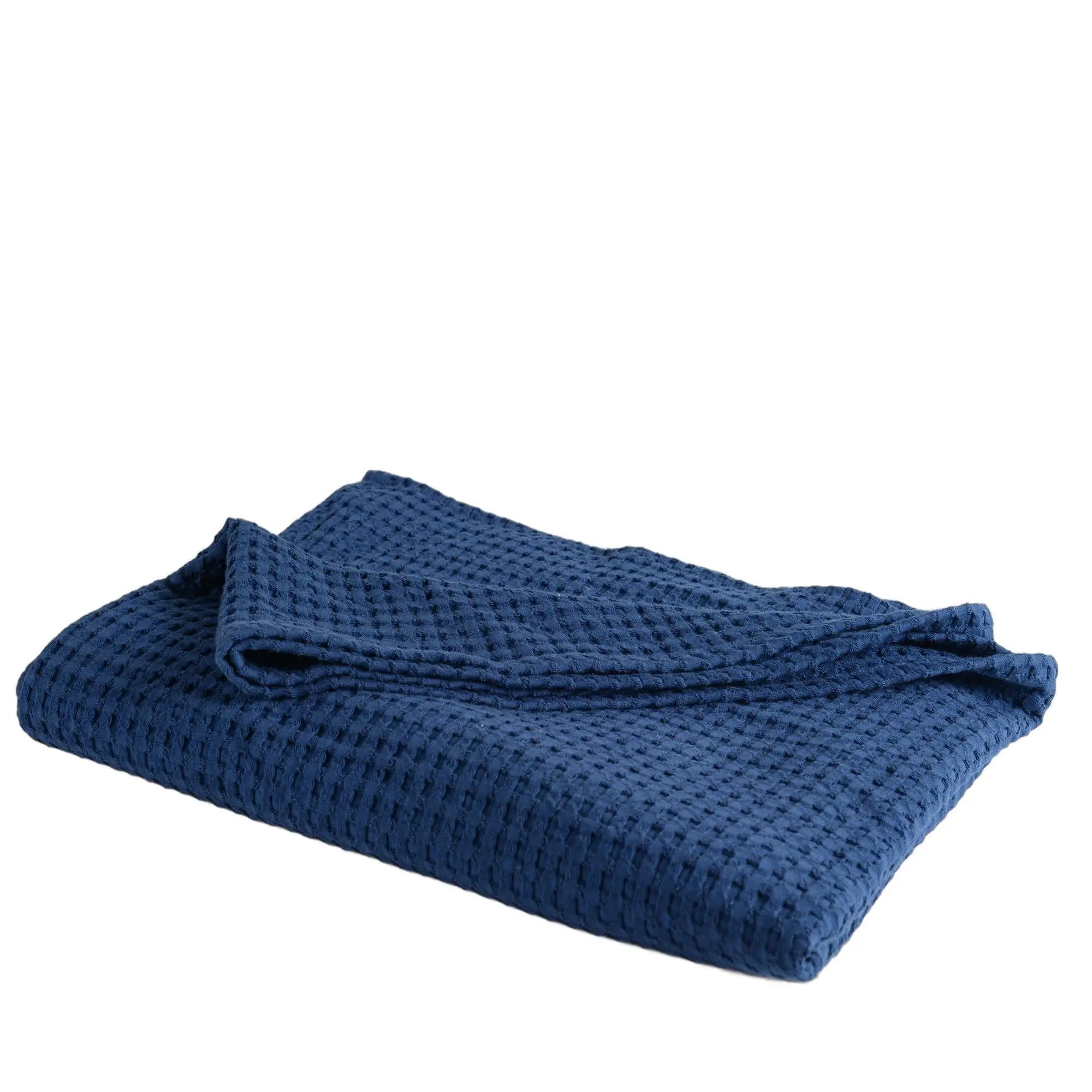 50" X 60" Blue Cotton Waffle Weave Throw Blanket Homeroots Home Decor