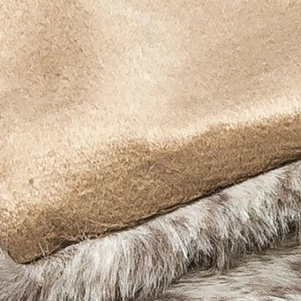 50" X 60" Brown and Taupe Faux Fur Animal Print Plush Throw Blanket Homeroots Home Decor