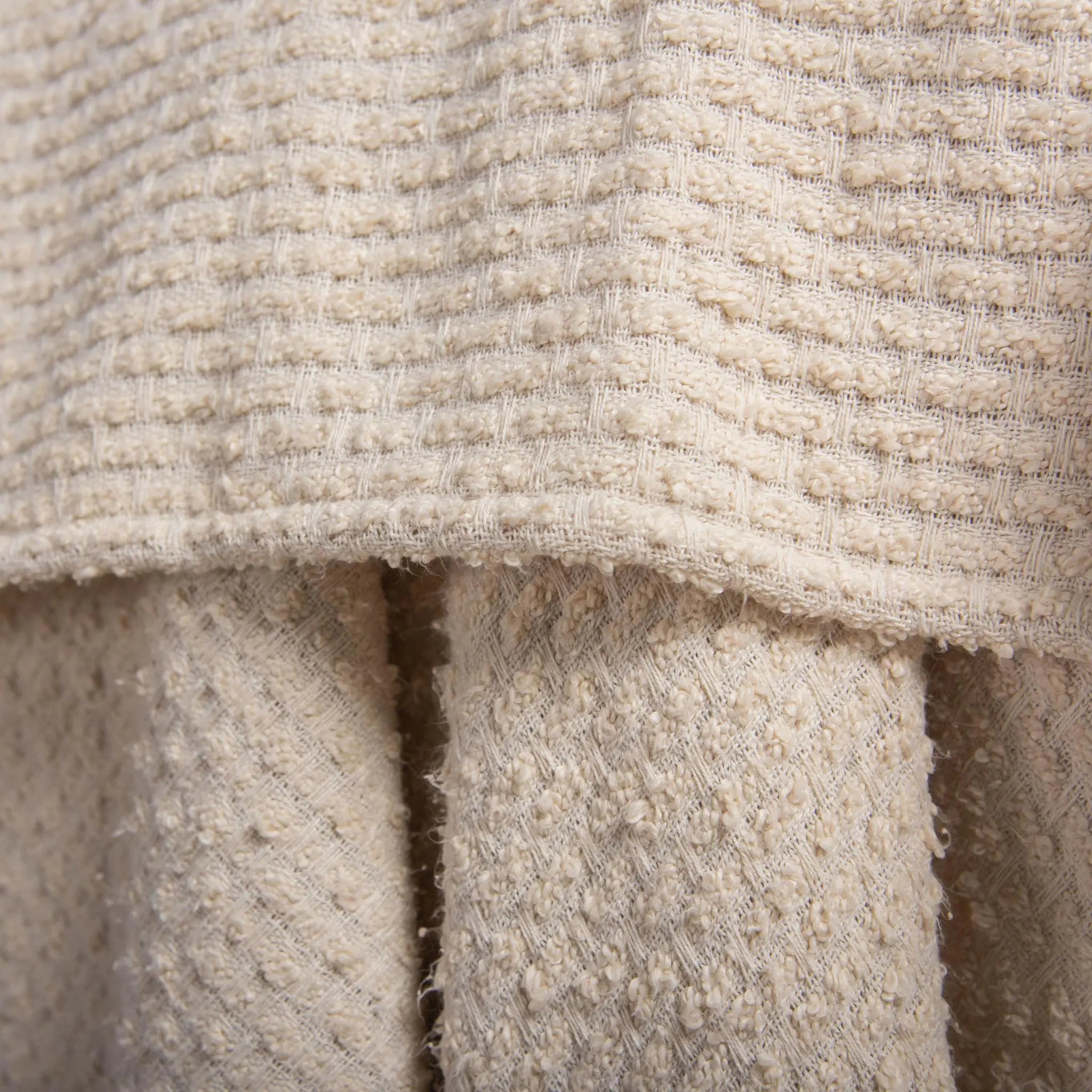 50" X 60" Cream Basketweave Throw Blanket with Tassels Homeroots Home Decor
