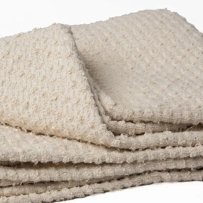 50" X 60" Cream Basketweave Throw Blanket with Tassels Homeroots Home Decor