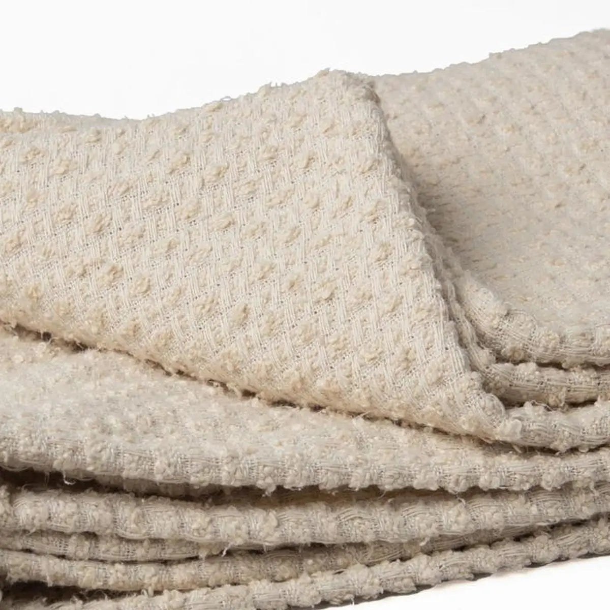 50" X 60" Cream Basketweave Throw Blanket with Tassels Homeroots Home Decor
